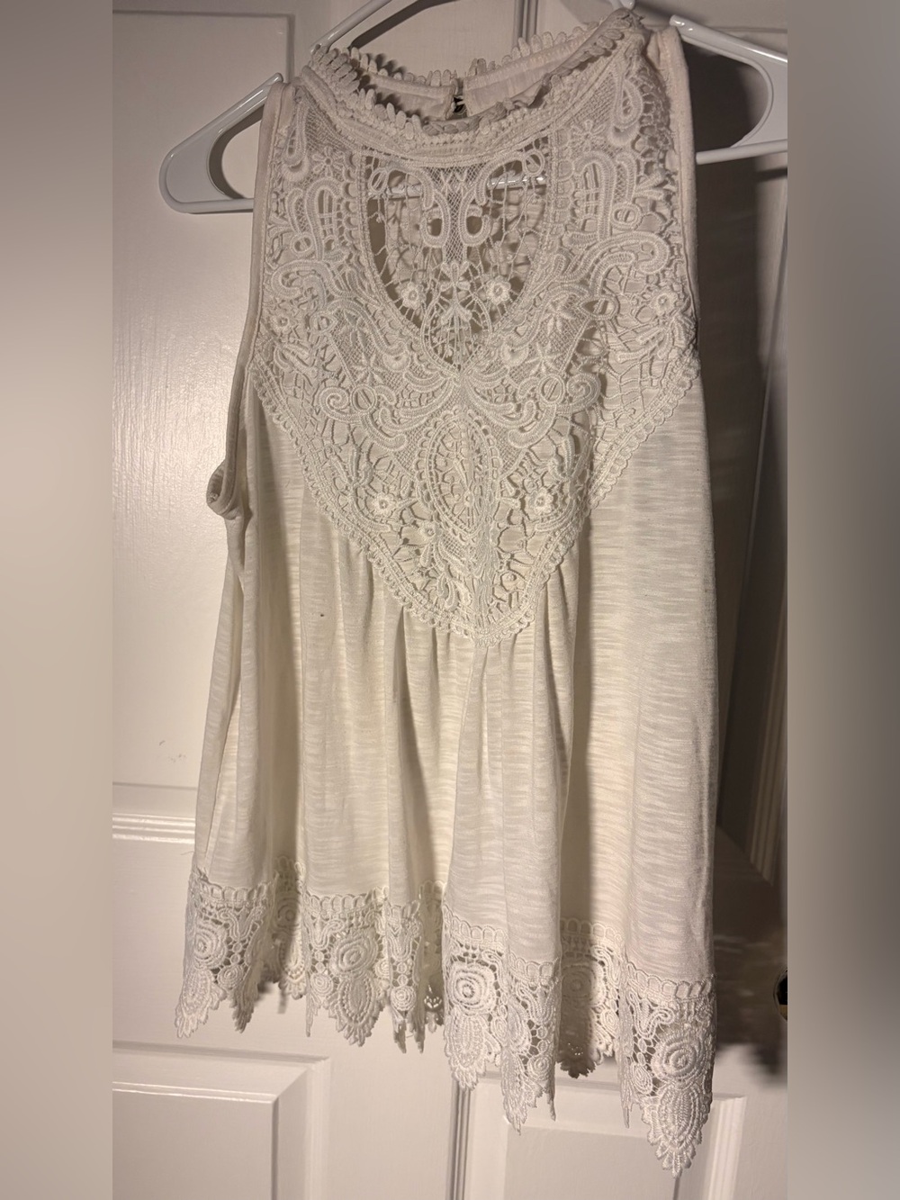 No Boundaries Cream Crochet Halter Tank Top